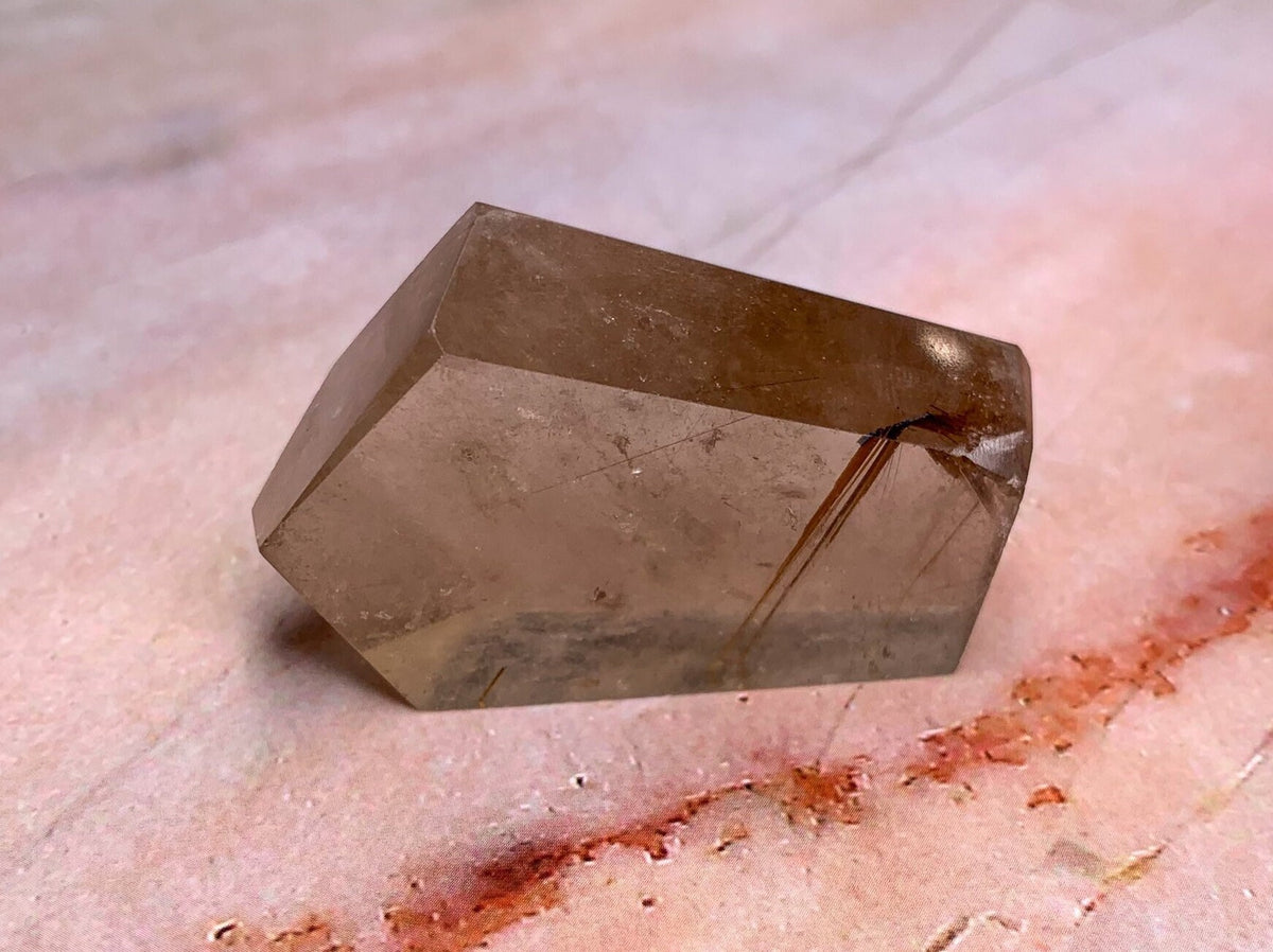 Natural Golden Rutilated Quartz Crystal, Freeform Polished