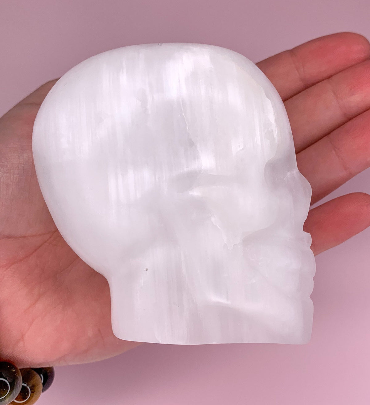 Selenite Skull Carving