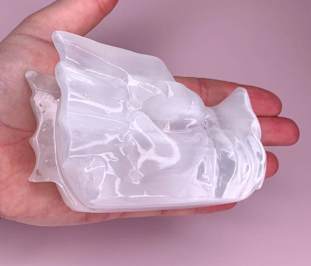 Selenite Dragon Head Carving