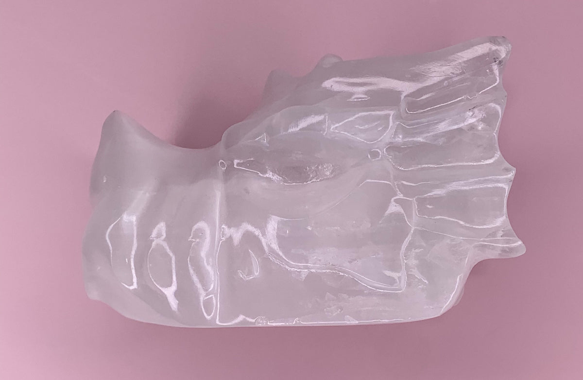 Selenite Dragon Head Carving