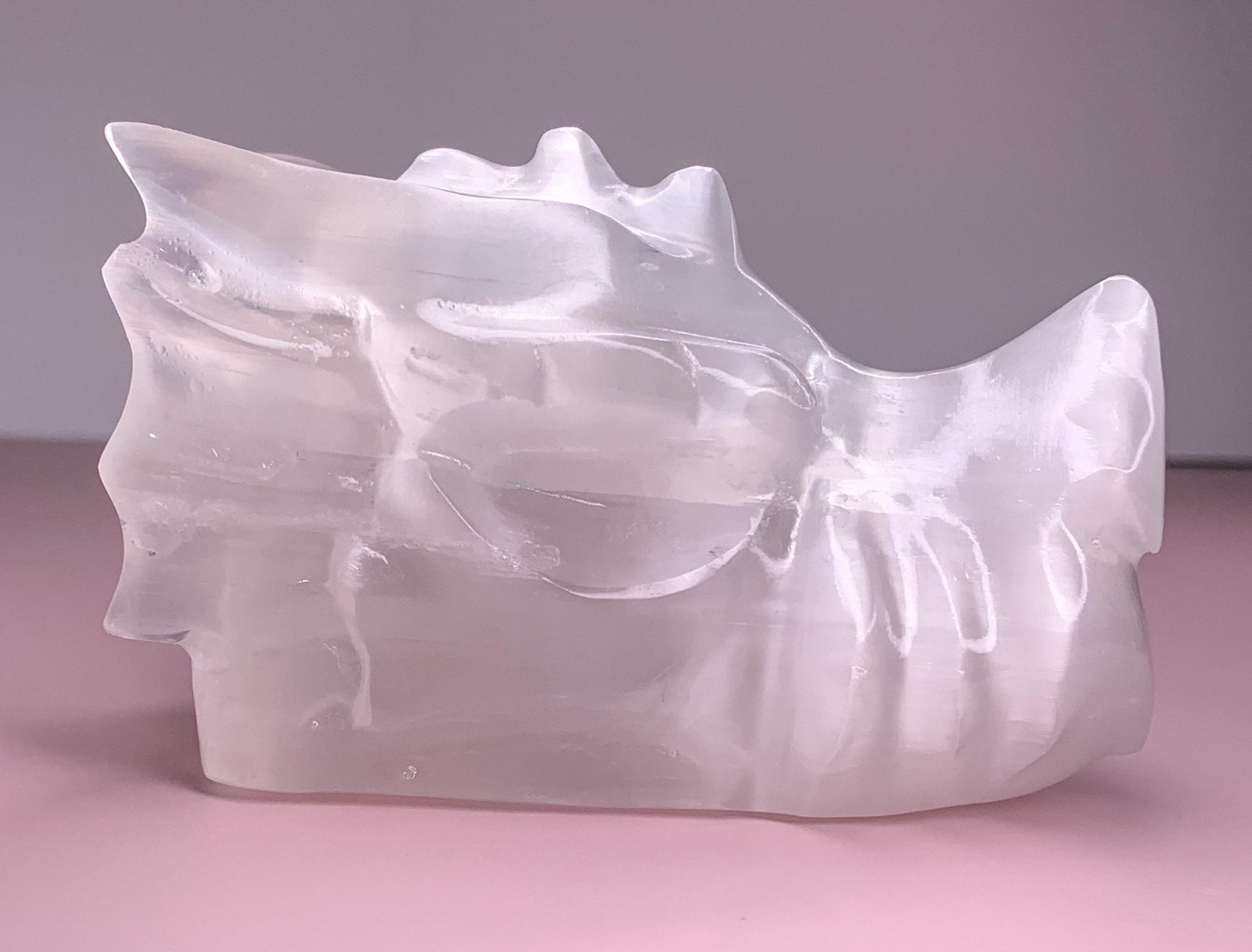Selenite Dragon Head Carving