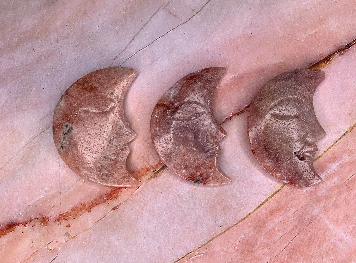 Pink Amethyst Moon With Face