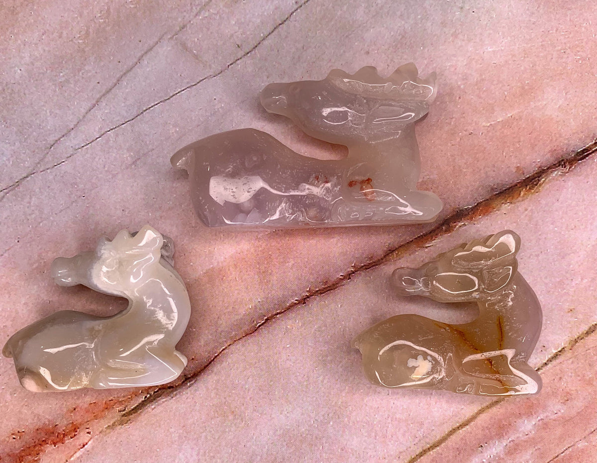 Flower Agate Deer Crystals