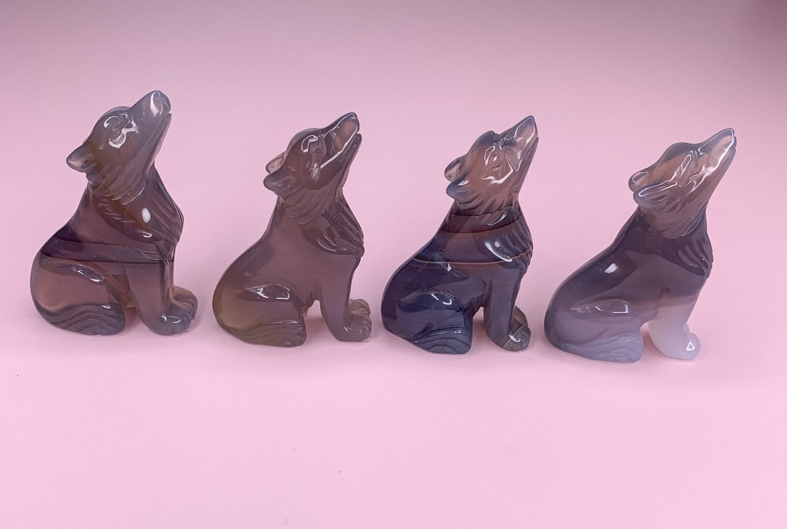 Smokey Agate Wolf Carving, Crystal Wolf Carving, Agate, Agate Wolf, Spirit Animal, Snow Agate Wolf, Calming, Everlasting Crystals Australia