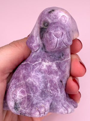 Mica Pink Tourmaline  Lepidolite Crystal Dog