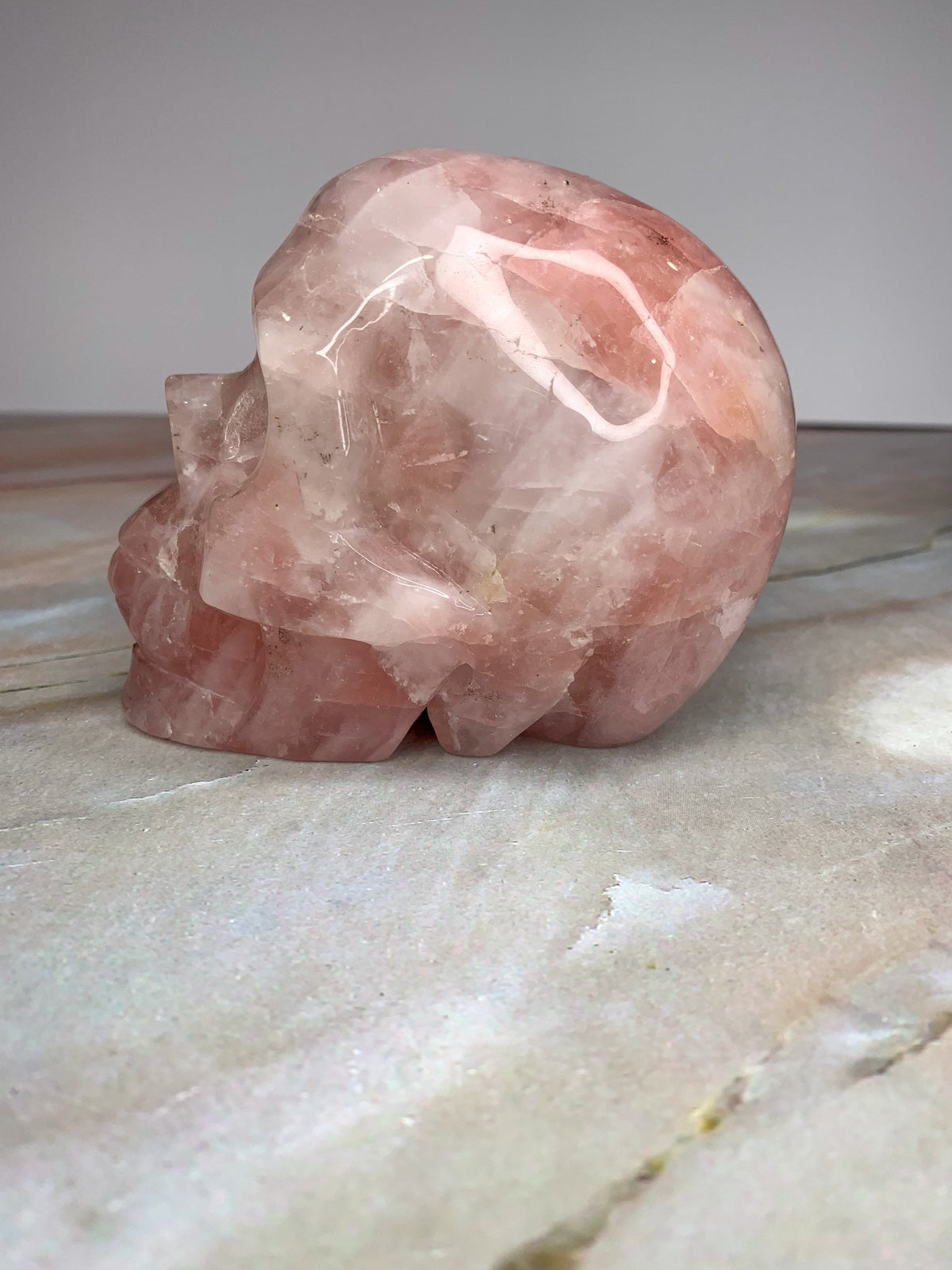 Large Rose Quartz Solid Skull