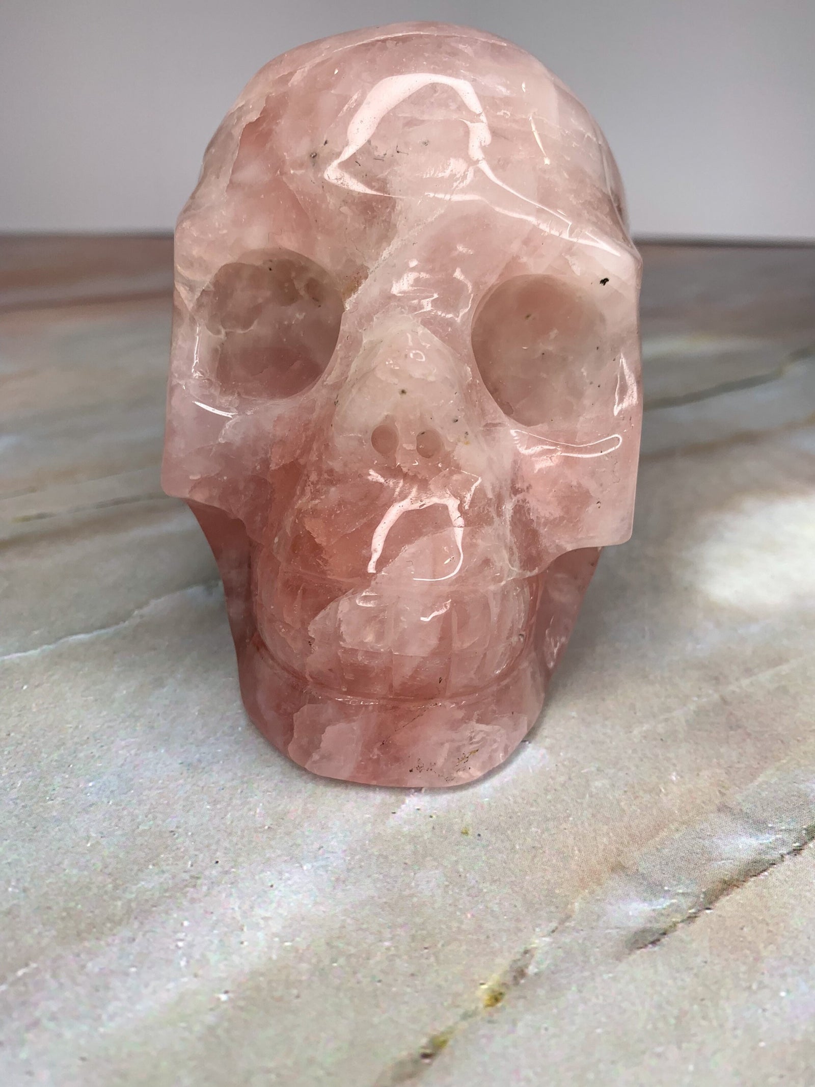 Large Rose Quartz Solid Skull
