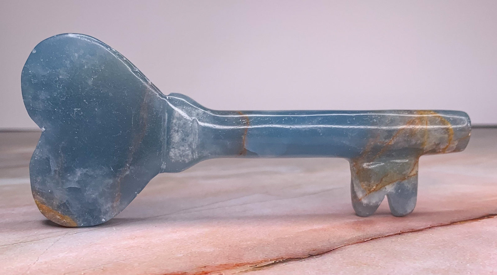 Blue Onyx Heart Key, Blue Onyx Key Carving, Blue Onyx Crystal, Large Blue Onyx, Blue Crystals