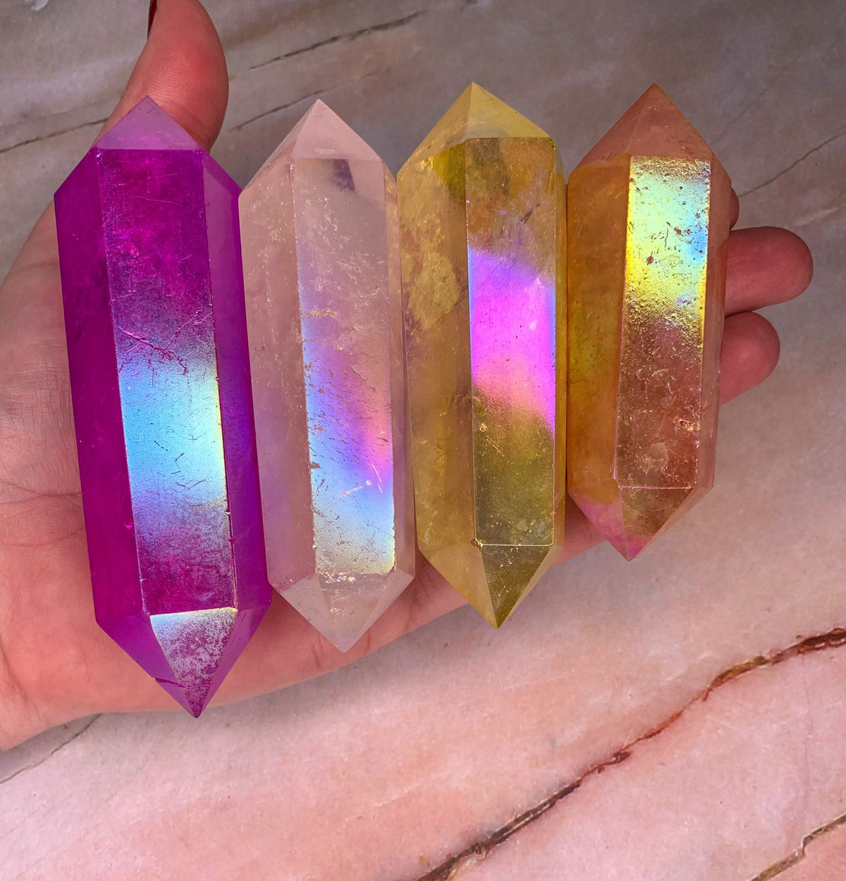 Angel Aura Clear Quartz Double Terminated Points