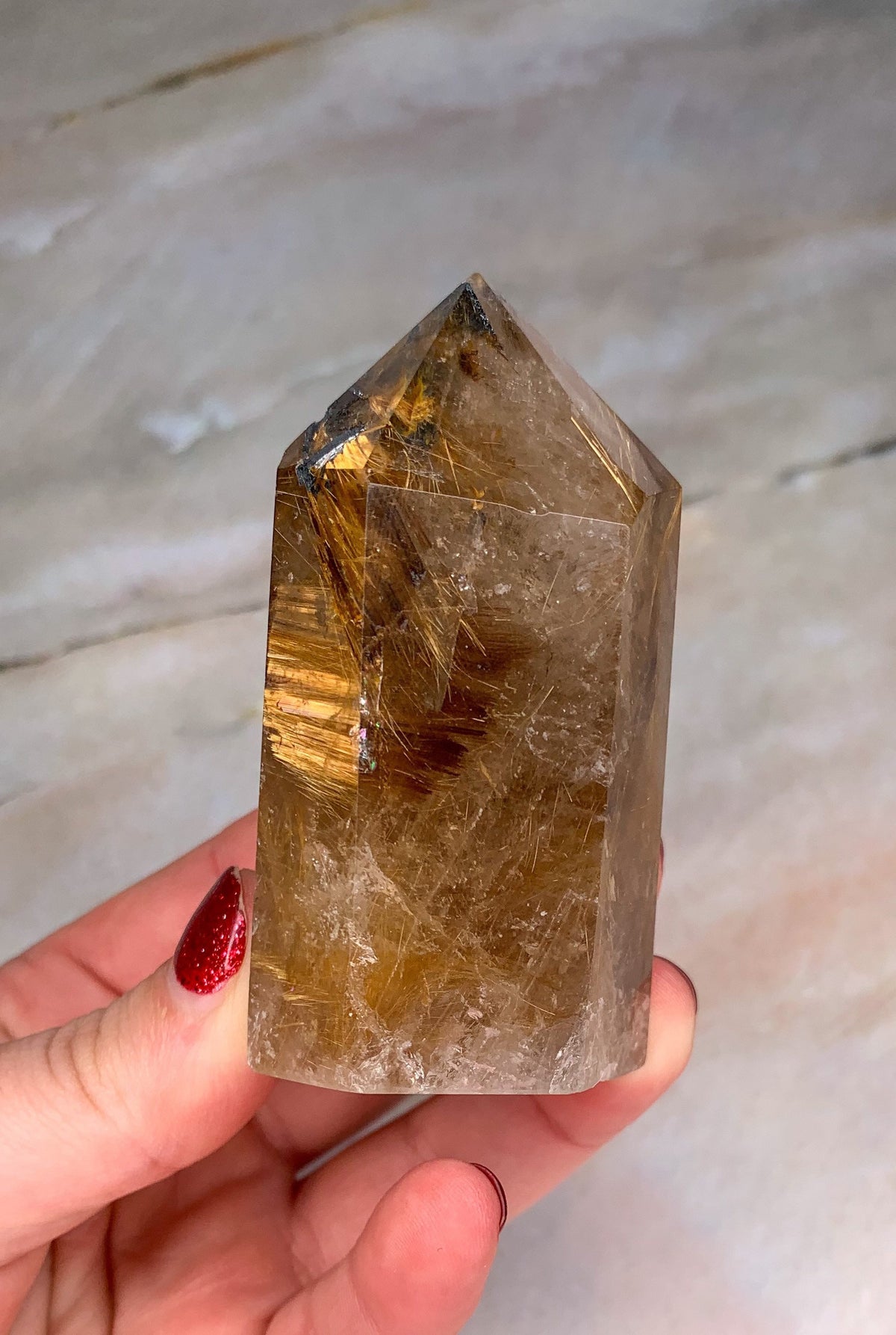 Natural Freeform Polished Golden Rutilated Crystal Quartz