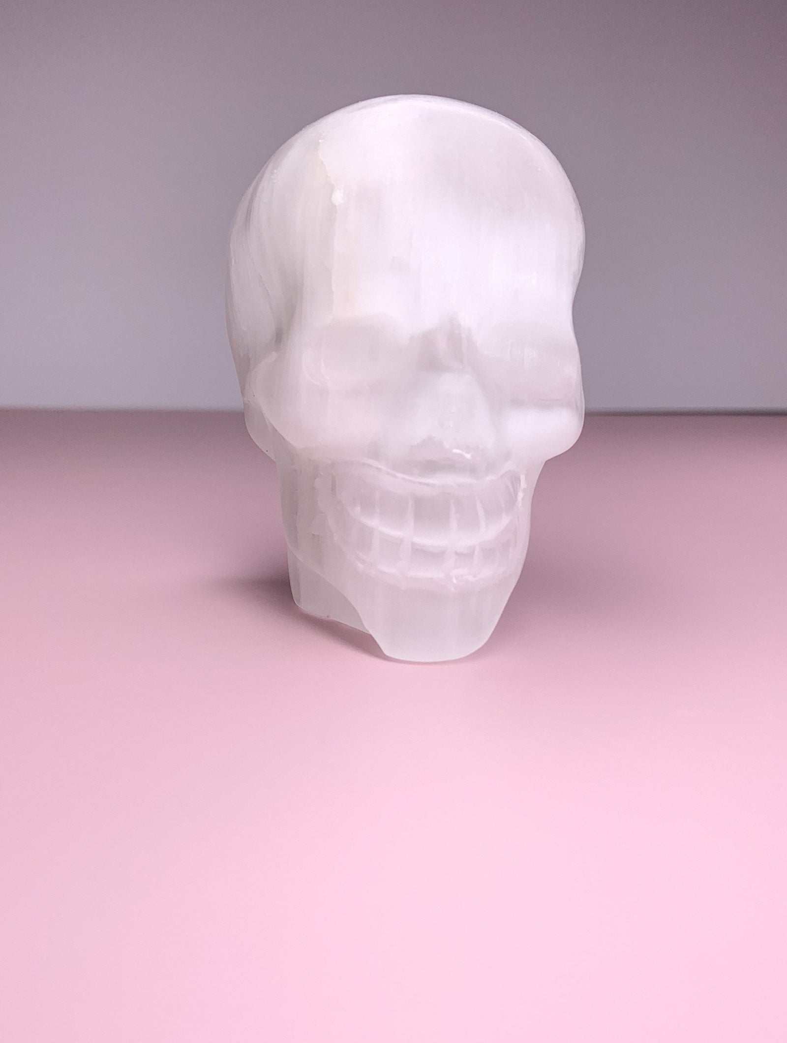 Selenite Skull Carving