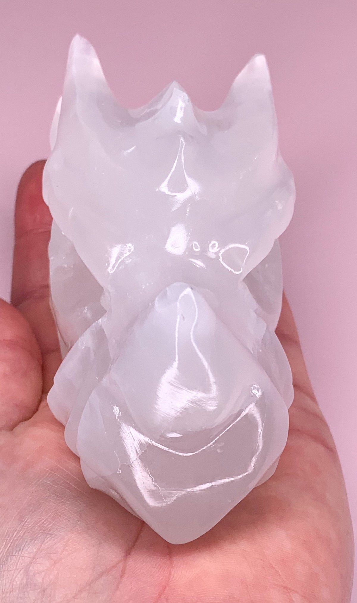 Selenite Dragon Head Carving