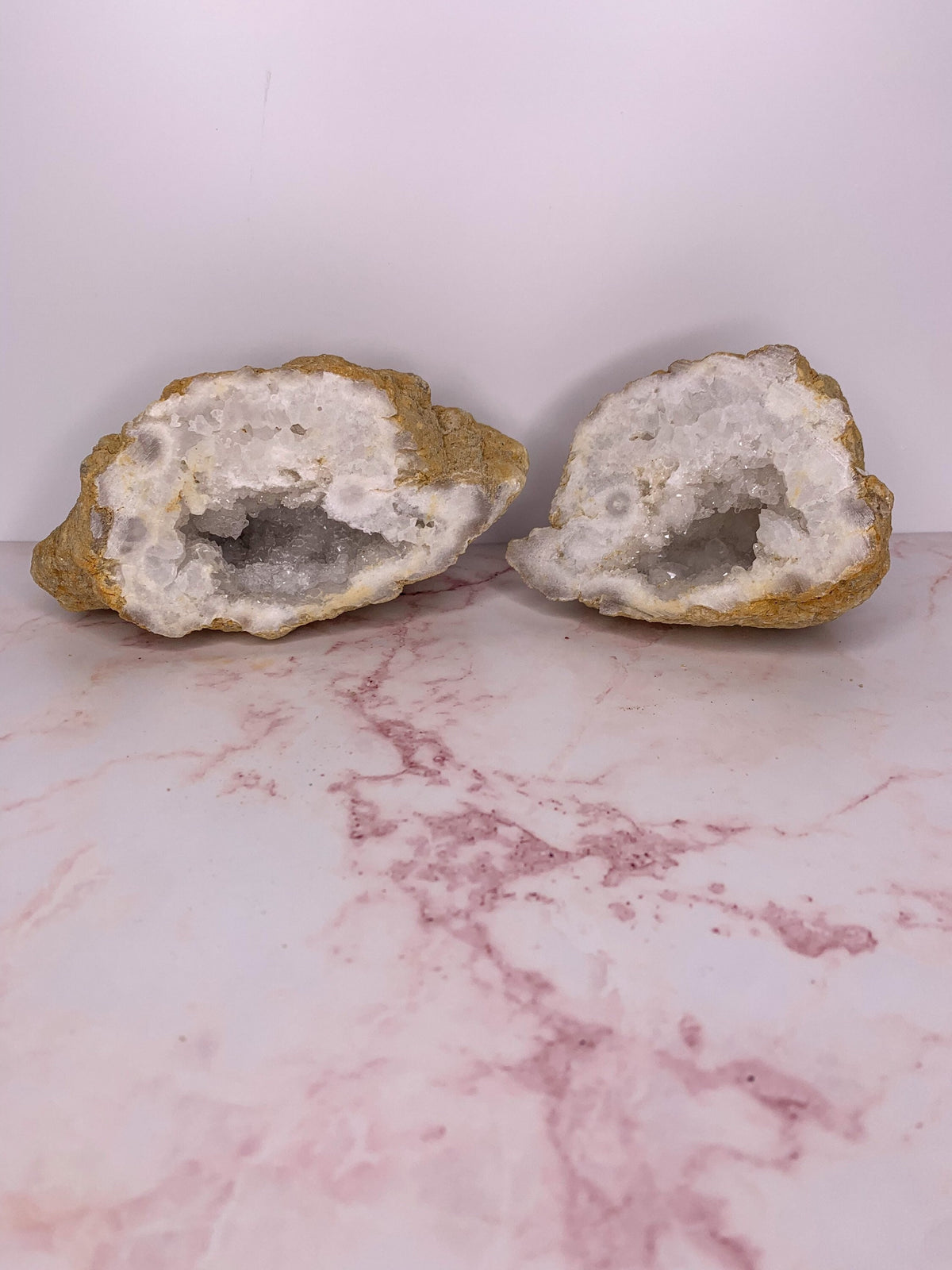Natural Large Quartz Geodes Occos Pair White