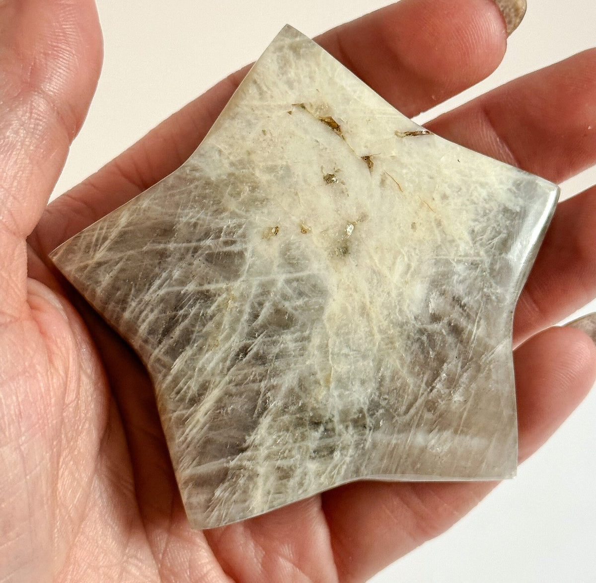 AA Grade Moonstone Star, Star Carving, Flashy Moonstone