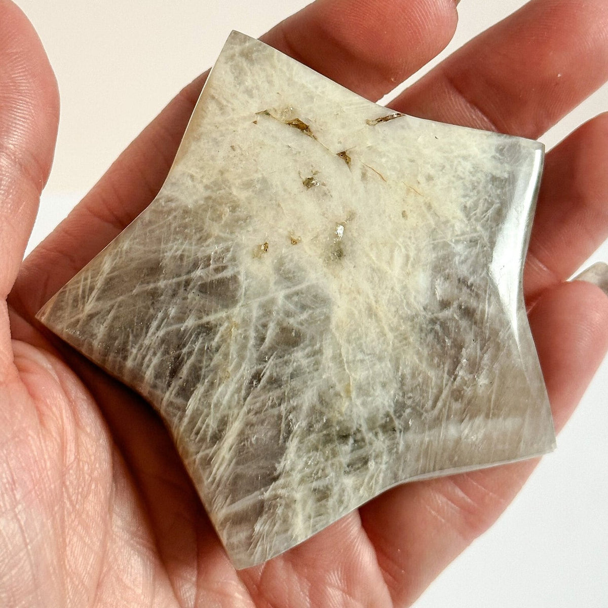 AA Grade Moonstone Star, Star Carving, Flashy Moonstone