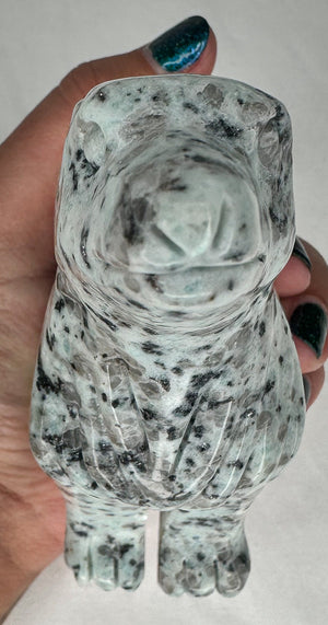 Large Kiwi Jasper Crystal Wolf Carving