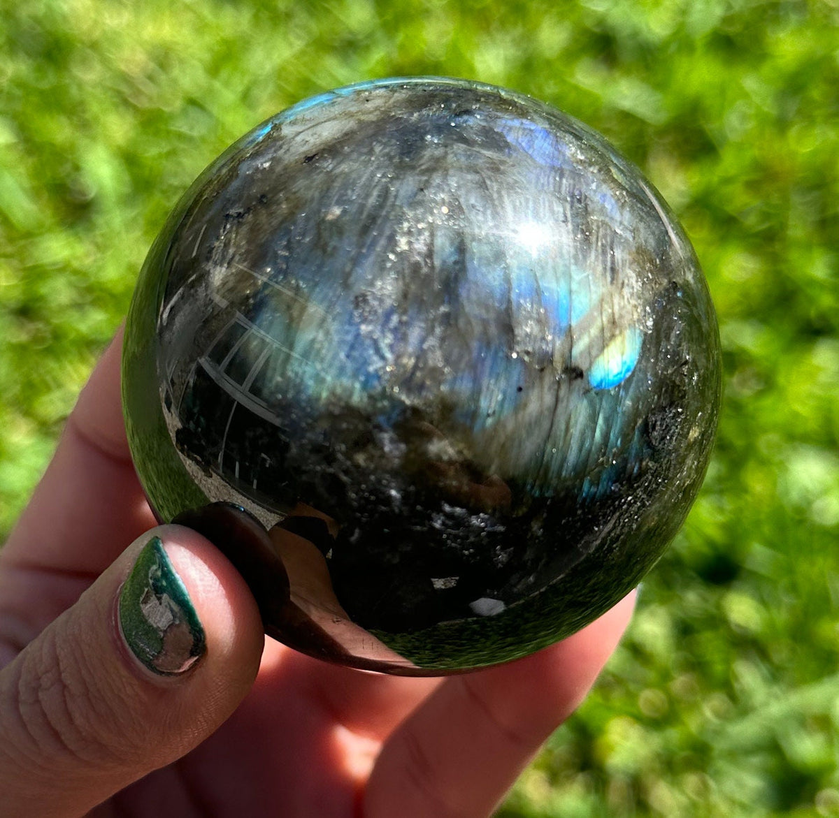 Flashy Large Labradorite Sphere - Natural Polished Crystal