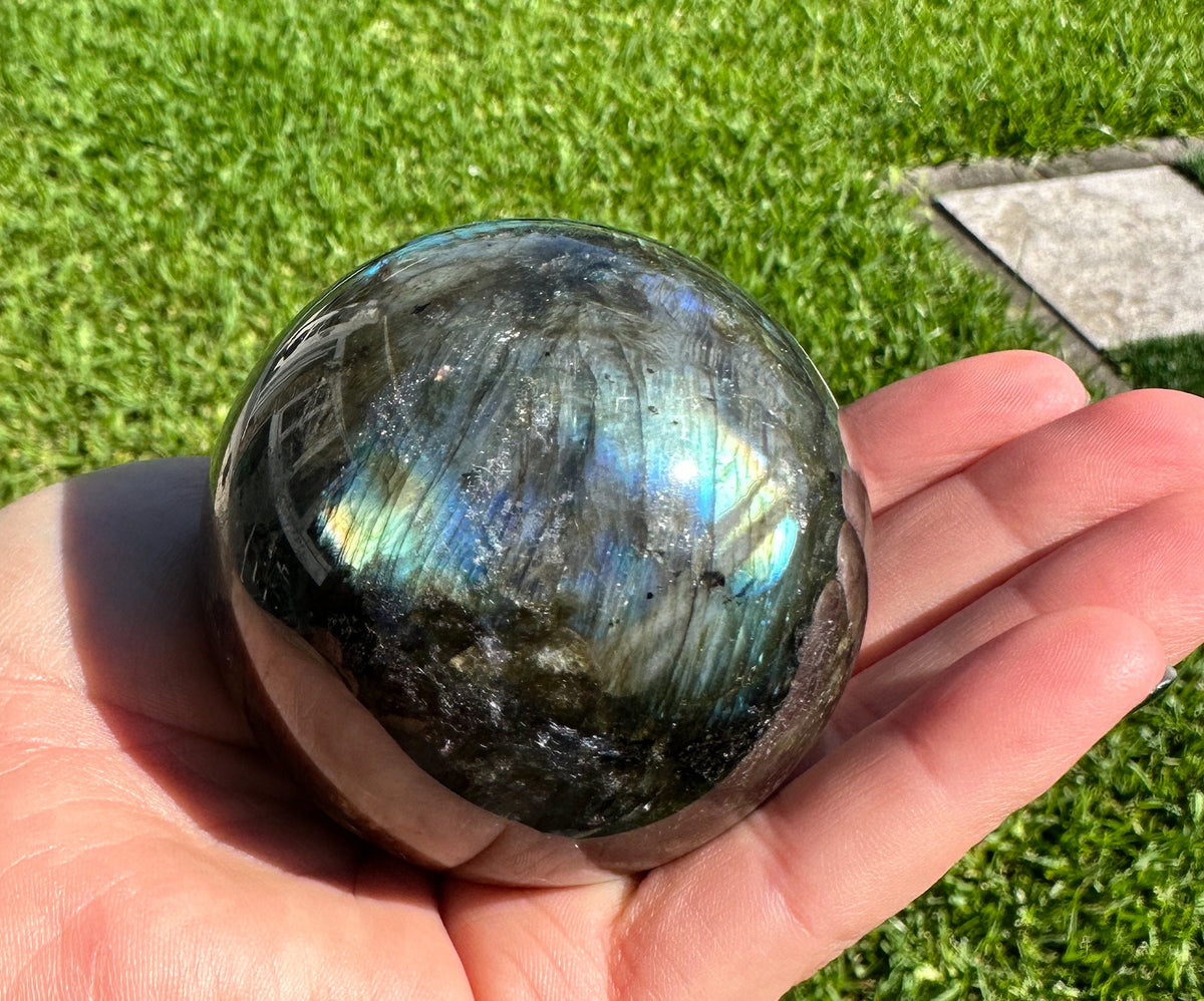 Flashy Large Labradorite Sphere - Natural Polished Crystal