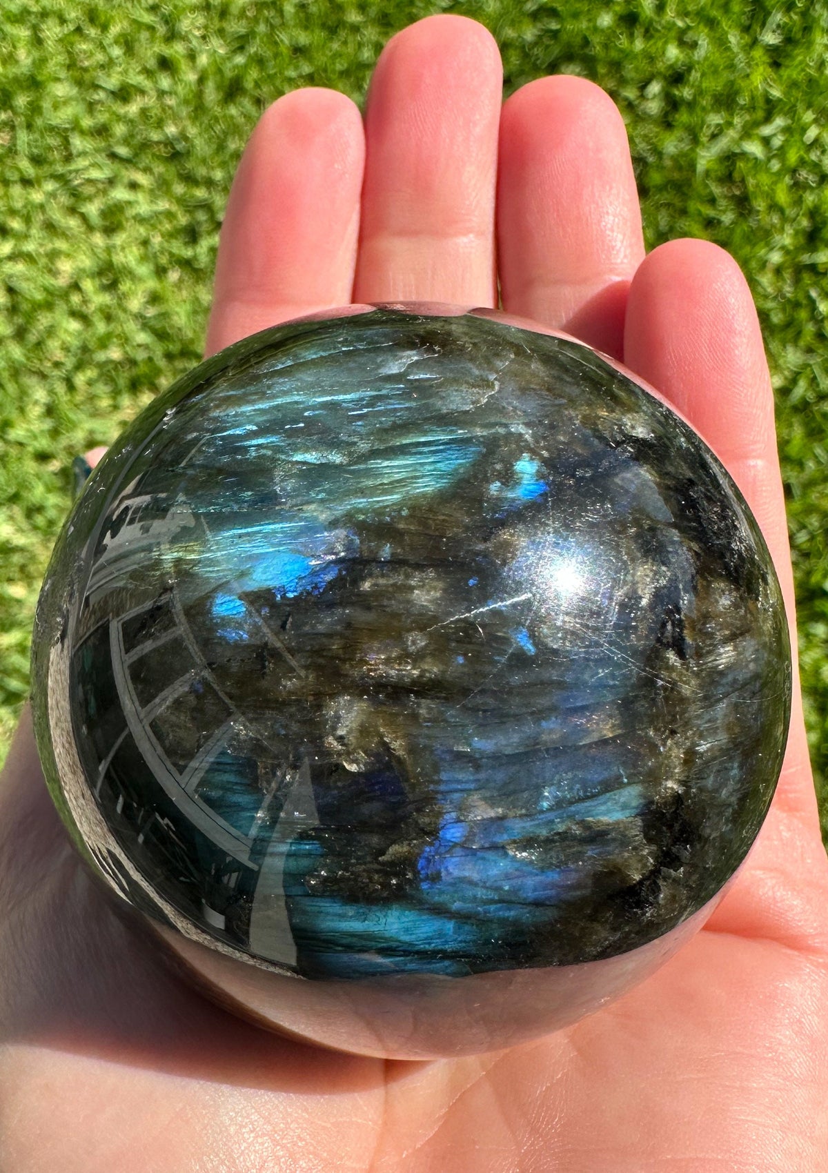Flashy Large Labradorite Sphere - Natural Polished Crystal