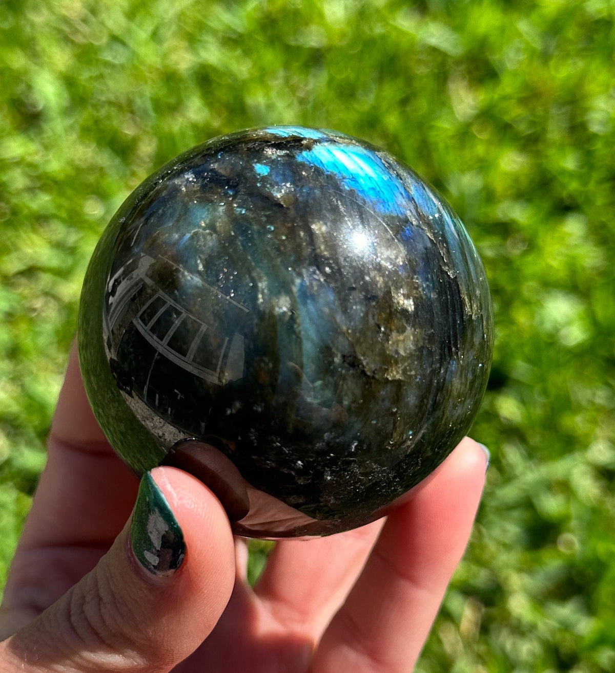 Flashy Large Labradorite Sphere - Natural Polished Crystal