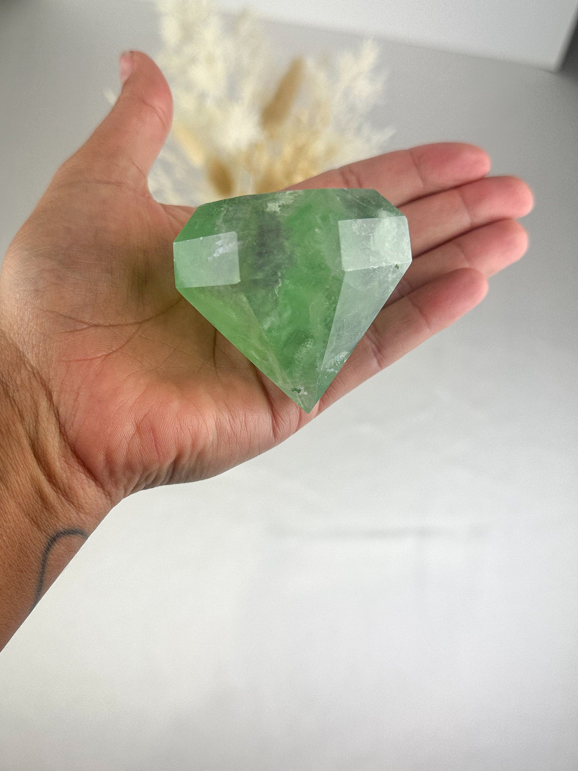 Fluorite Diamond Carving Harmony and Clarity