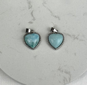 Sterling Silver Heart-Shaped Larimar Pendant- 3 Styles Available
