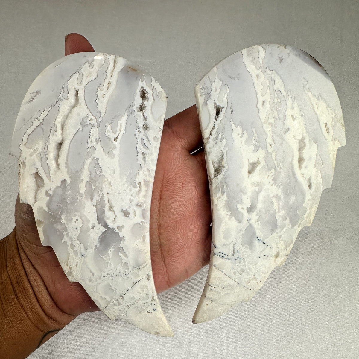 White Agate Druzy Wings on Stand | Statement Piece