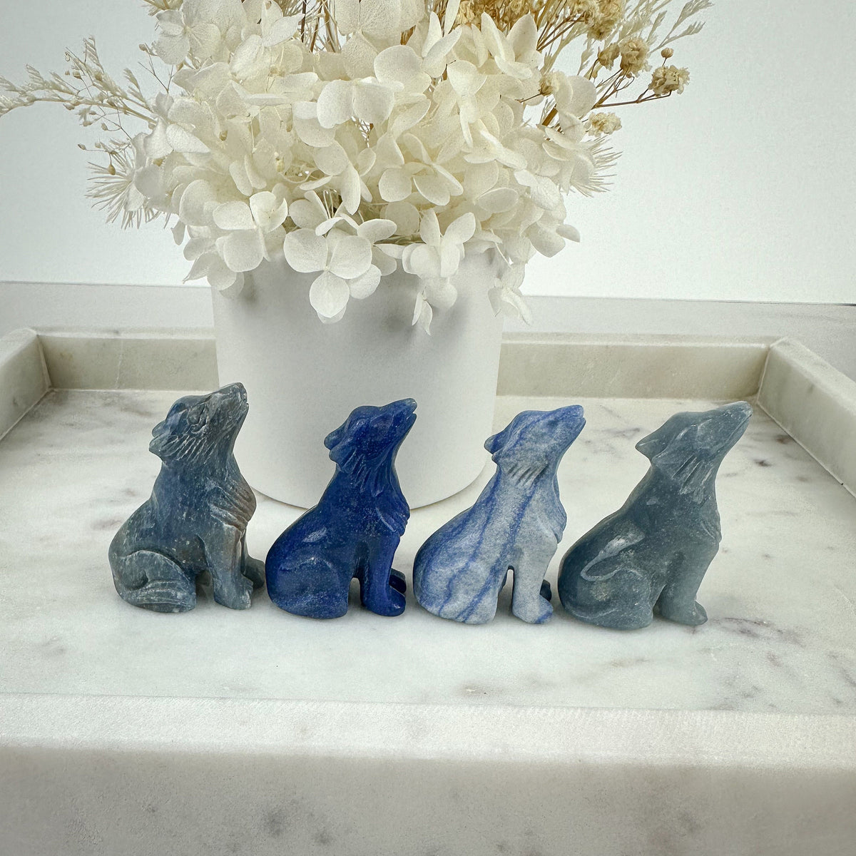 Intuitively Chosen Blue Aventurine Wolf Carving | Crystal Wolf Sculpture