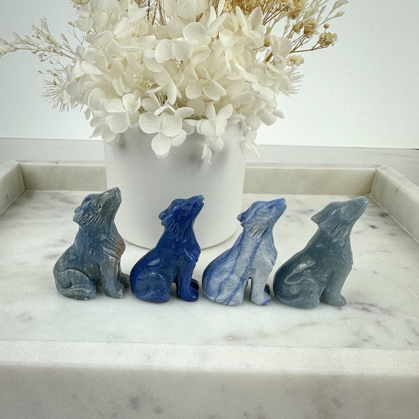 Intuitively Chosen Blue Aventurine Wolf Carving | Crystal Wolf Sculpture