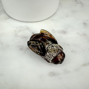 Hand-Carved Amber Bee - Honeybee Sculpture with Varied Amber Tones
