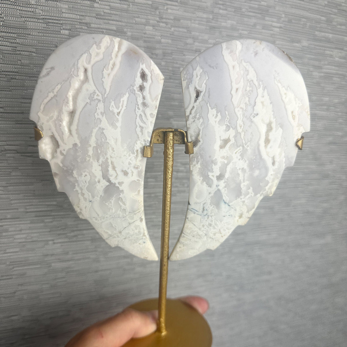 White Agate Druzy Wings on Stand | Statement Piece