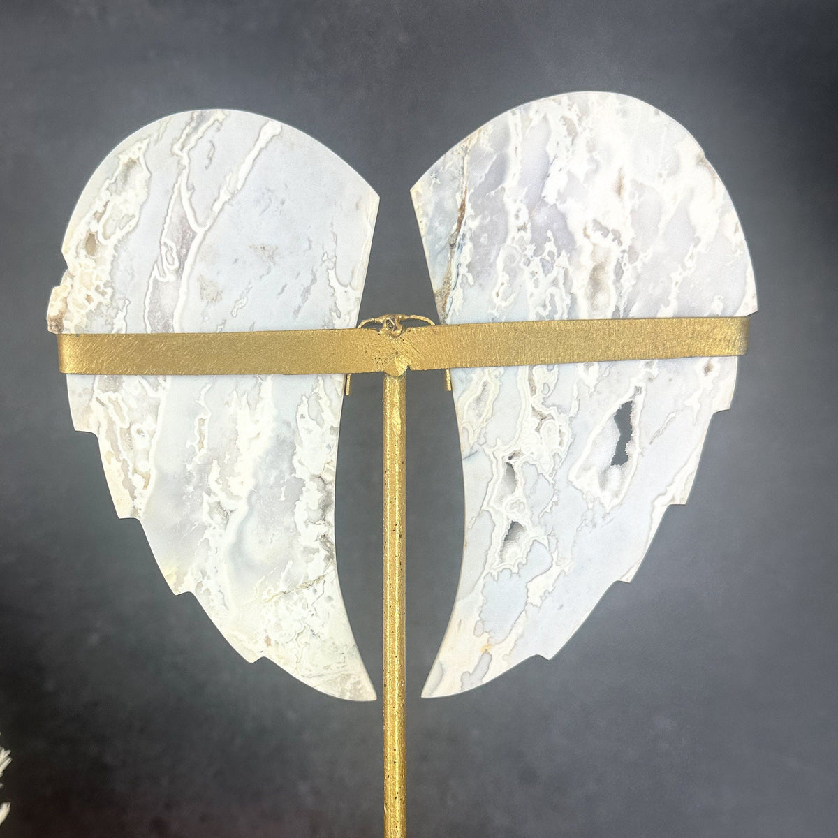 White Agate Druzy Wings on Stand | Spiritual Statement Piece