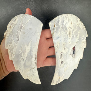 White Agate Druzy Wings on Stand | Spiritual Statement Piece
