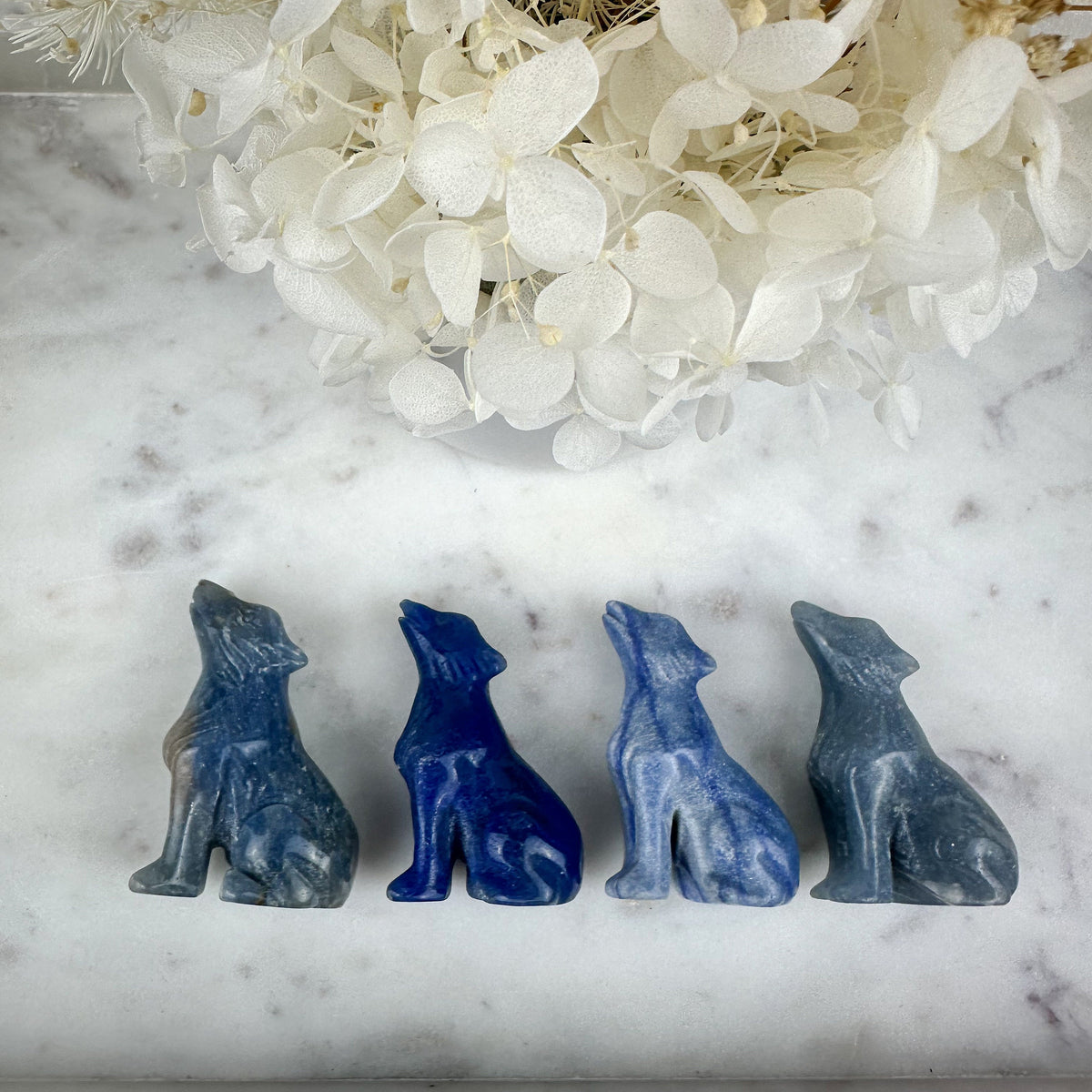 Intuitively Chosen Blue Aventurine Wolf Carving | Crystal Wolf Sculpture