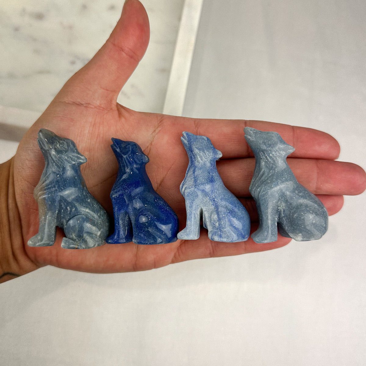 Intuitively Chosen Blue Aventurine Wolf Carving | Crystal Wolf Sculpture