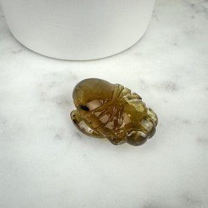 Hand-Carved Amber Bee - Honeybee Sculpture with Rainbows