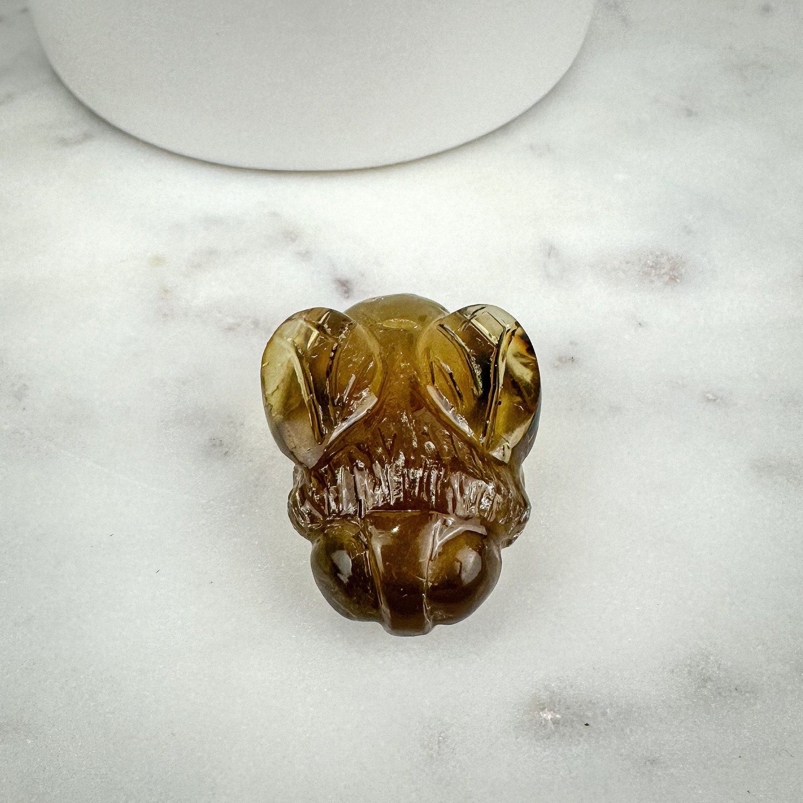 Exclusive Hand-Carved Amber Bee - Unique Honeybee Sculpture with Rainbows
